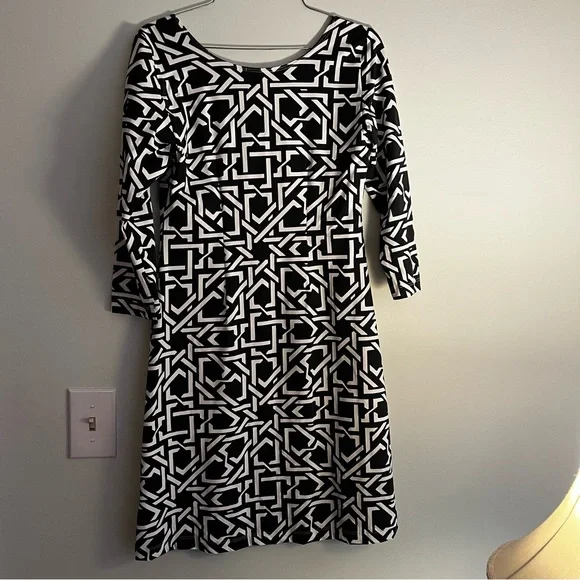Britt Black and White Patterned Long Sleeve Dress xs - Picture 2 of 3